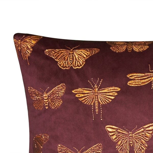 Edie At Home Butterfly Decorative Throw Pillow Aubergine Purple