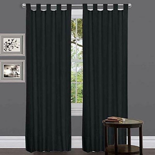 Shop 2 Pcs Insulated Thermal Tab Top Window Curtains Black 30" x 84