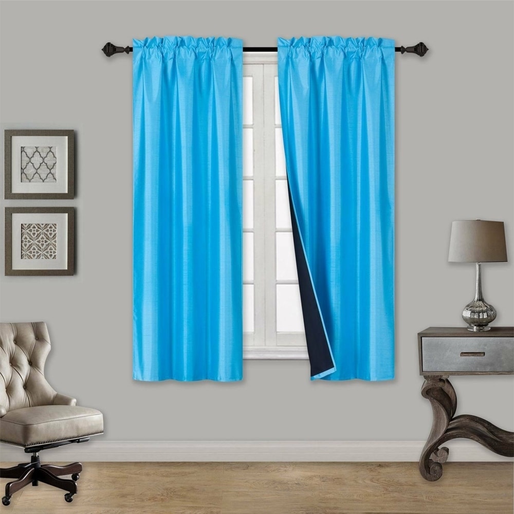 2pc Thermal Lined Blackout Rod Pocket Window Curtains Aqua 30 Blackout Rod Pocket Window Curtains
