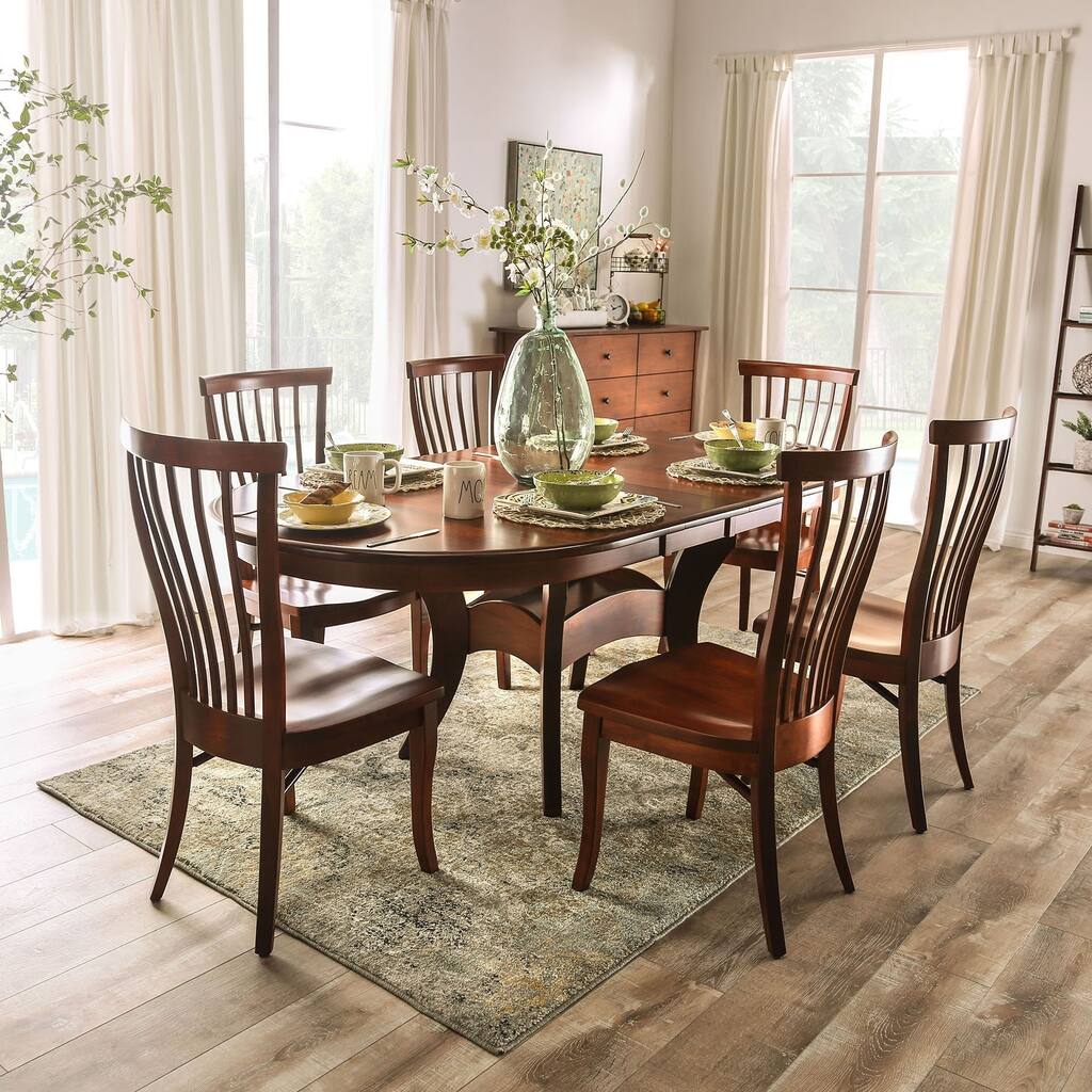 Furniture of America Hina Rustic Brown Solid Wood 7-piece Dining Set