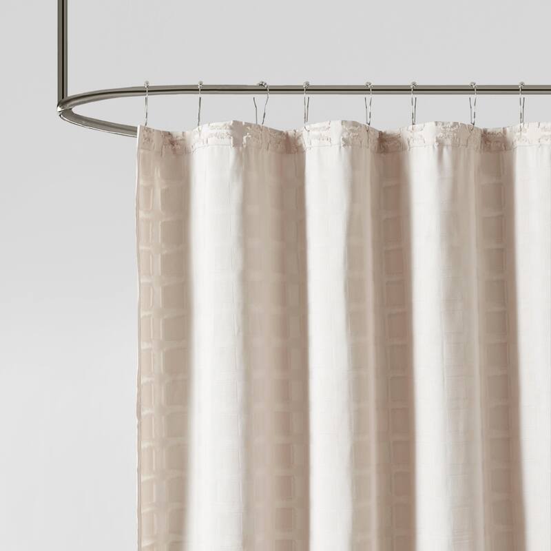 Madison Park Quade Woven Clipped Solid Shower Curtain