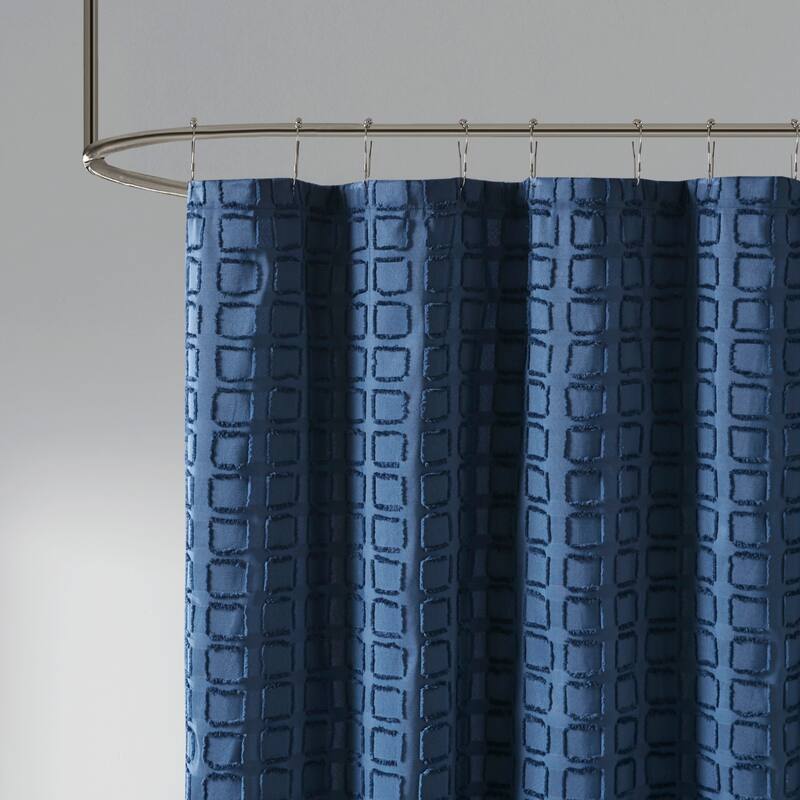 Madison Park Quade Woven Clipped Solid Shower Curtain