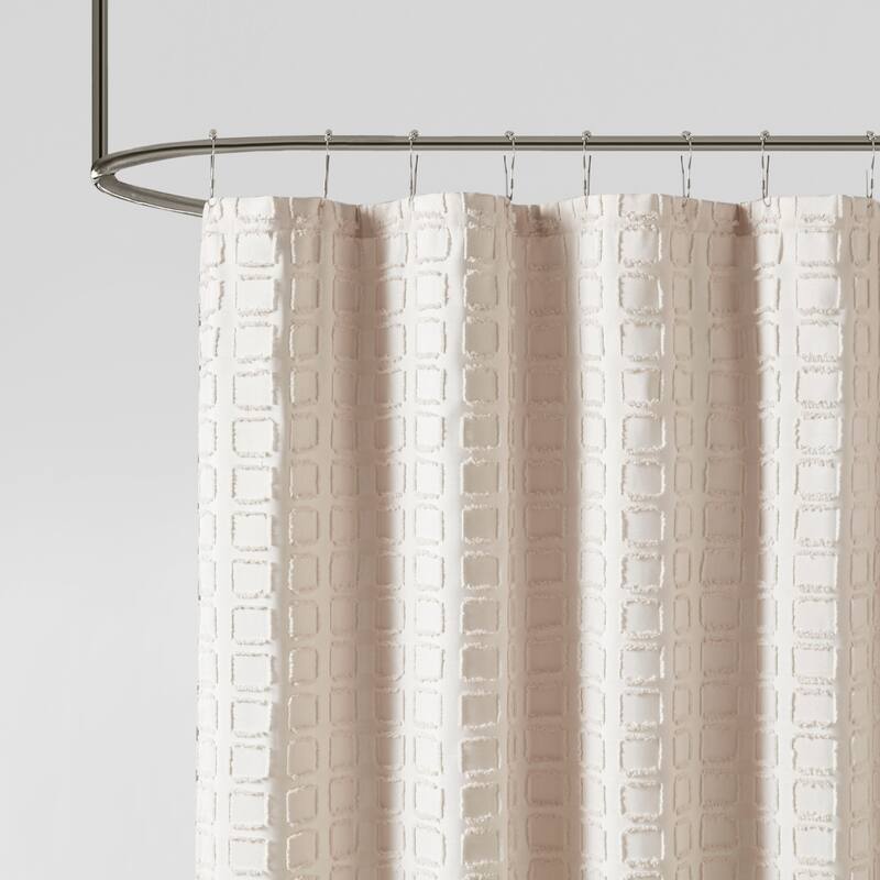 Madison Park Quade Woven Clipped Solid Shower Curtain