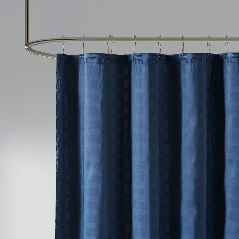 Madison Park Quade Woven Clipped Solid Shower Curtain