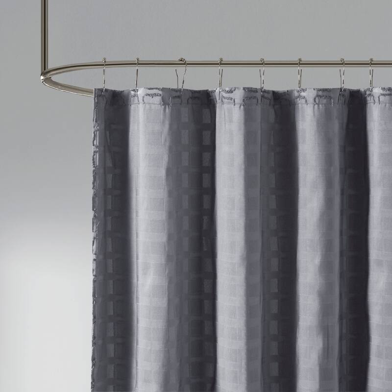 Madison Park Quade Woven Clipped Solid Shower Curtain