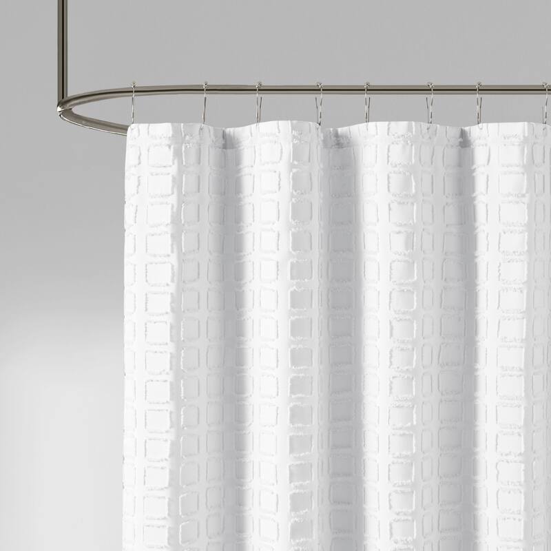Madison Park Quade Woven Clipped Solid Shower Curtain