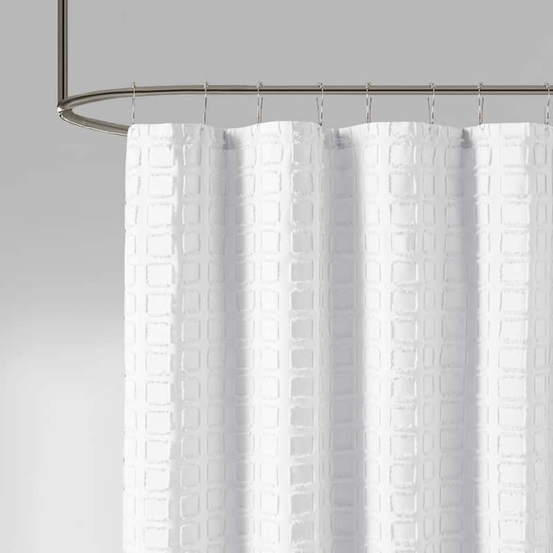 Madison Park Quade Woven Clipped Solid Shower Curtain