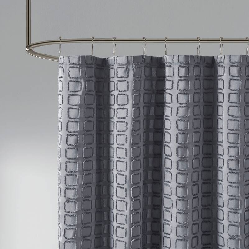 Madison Park Quade Woven Clipped Solid Shower Curtain