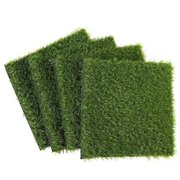 Juvale 4 Pack Artificial Grass Mat Squares, 12x12 in Fake Turf Tiles for Balcony
