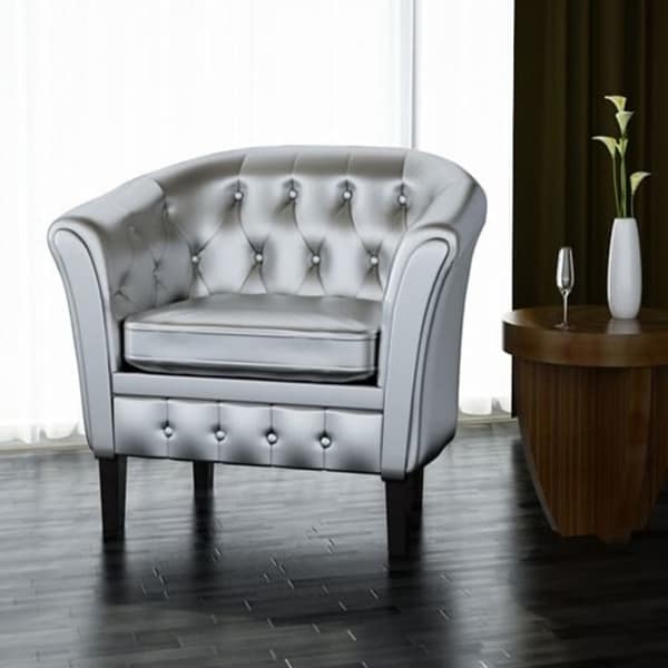Artificial Leather Armchairs Tub Chair Silver