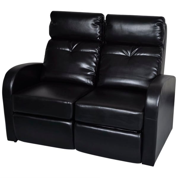 Artificial Leather Home Cinema Recliner Reclining Sofa 2-seat Black