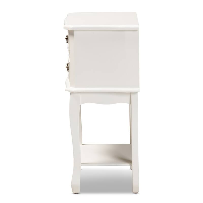 Baxton Studio Gabrielle Traditional French Country Provincial White-Finished 2-Drawer Wood End Table