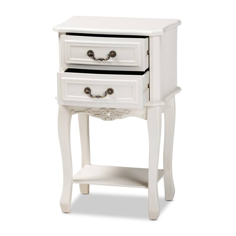 Baxton Studio Gabrielle Traditional French Country Provincial White-Finished 2-Drawer Wood End Table