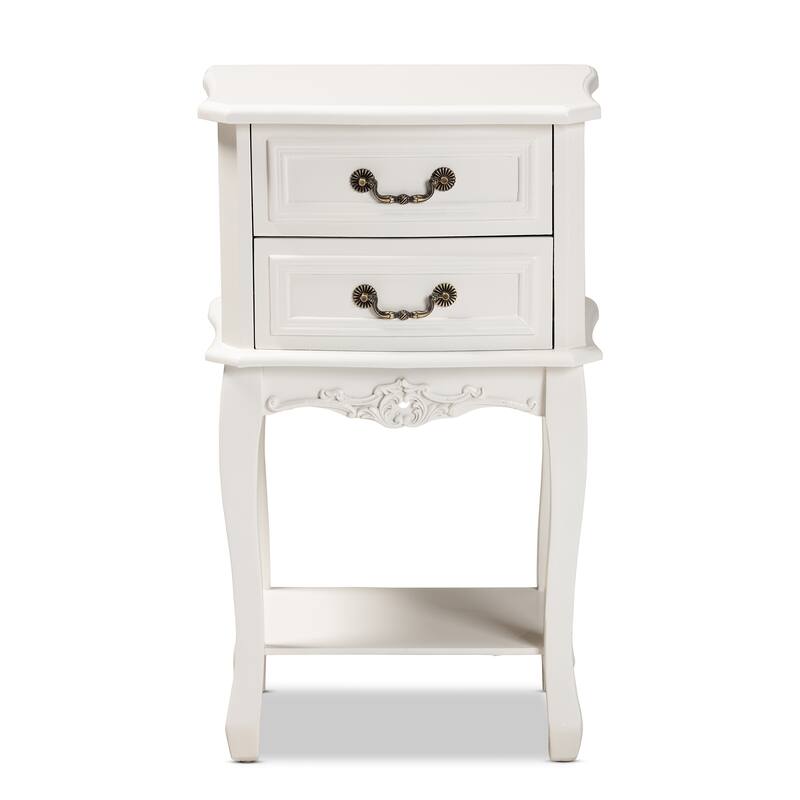 Baxton Studio Gabrielle Traditional French Country Provincial White-Finished 2-Drawer Wood End Table