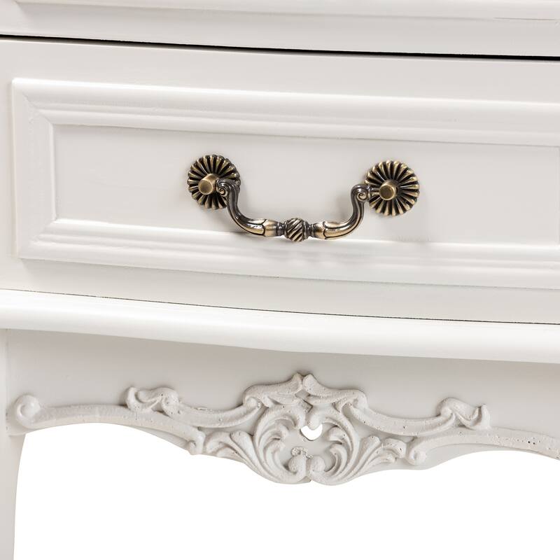 Baxton Studio Gabrielle Traditional French Country Provincial White-Finished 2-Drawer Wood End Table