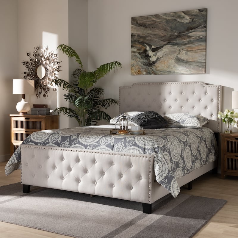 Copper Grove Enzers Upholstered Button-tufted Panel Bed - Queen - Beige