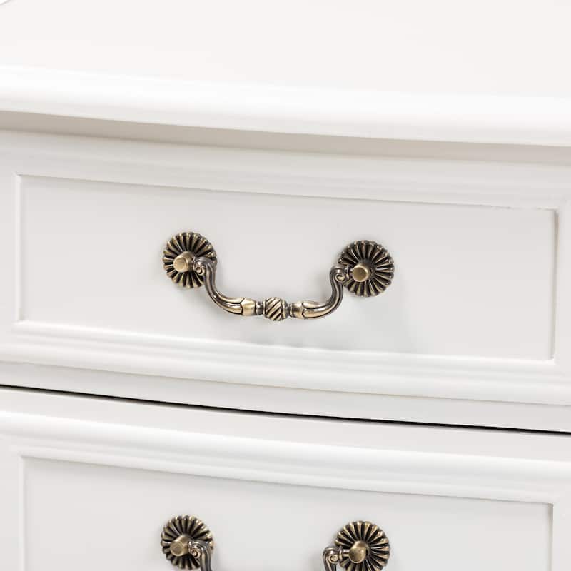 Baxton Studio Gabrielle Traditional French Country Provincial White-Finished 3-Drawer Wood End Table