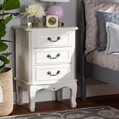 Baxton Studio Gabrielle Traditional French Country Provincial White-Finished 3-Drawer Wood End Table