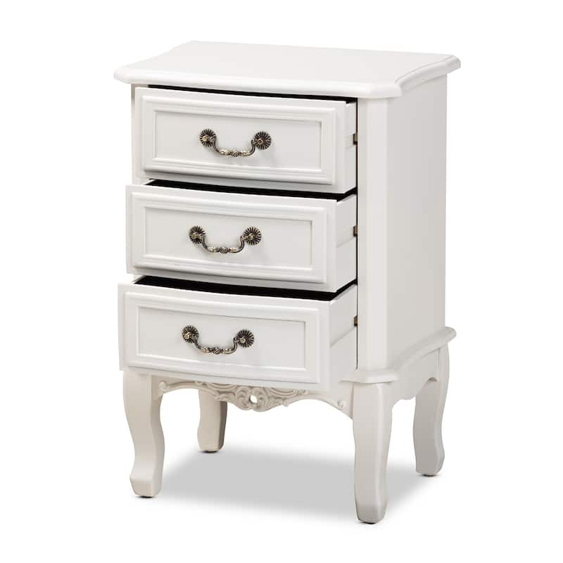 Baxton Studio Gabrielle Traditional French Country Provincial White-Finished 3-Drawer Wood End Table
