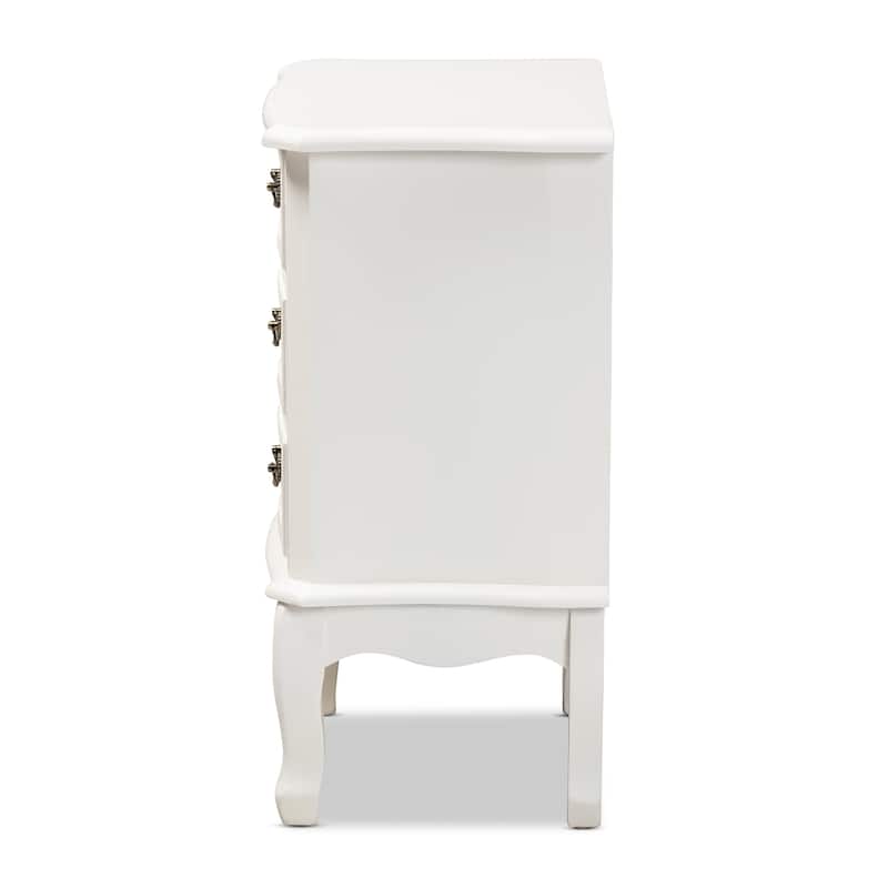 Baxton Studio Gabrielle Traditional French Country Provincial White-Finished 3-Drawer Wood End Table