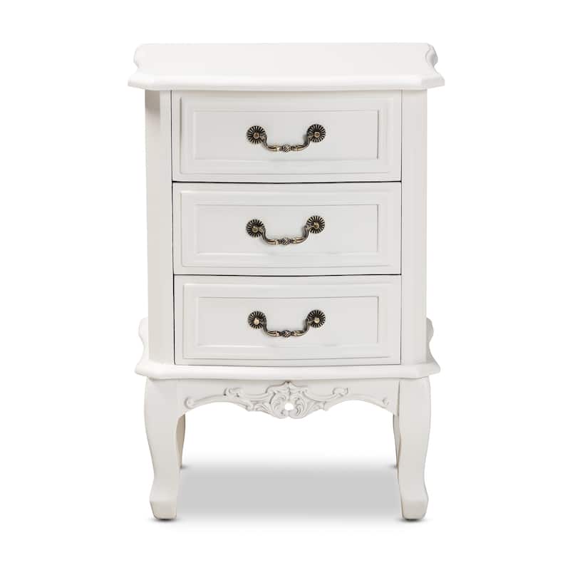 Baxton Studio Gabrielle Traditional French Country Provincial White-Finished 3-Drawer Wood End Table