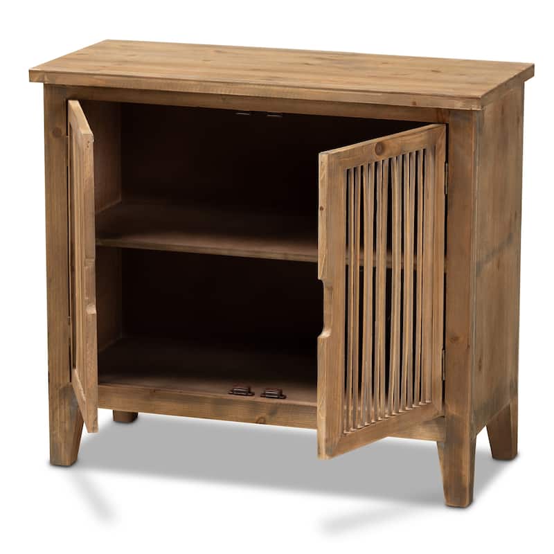 Clement Rustic Transitional Oak Finished Accent Storage Cabinet