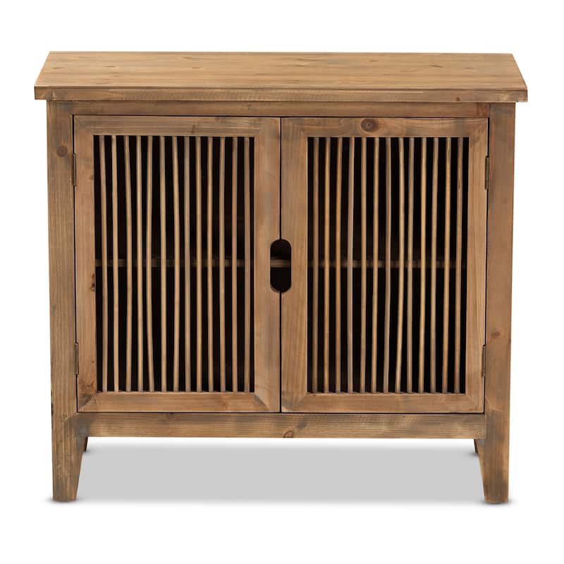 Clement Rustic Transitional Oak Finished Accent Storage Cabinet
