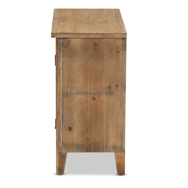 Clement Rustic Transitional Oak Finished Accent Storage Cabinet