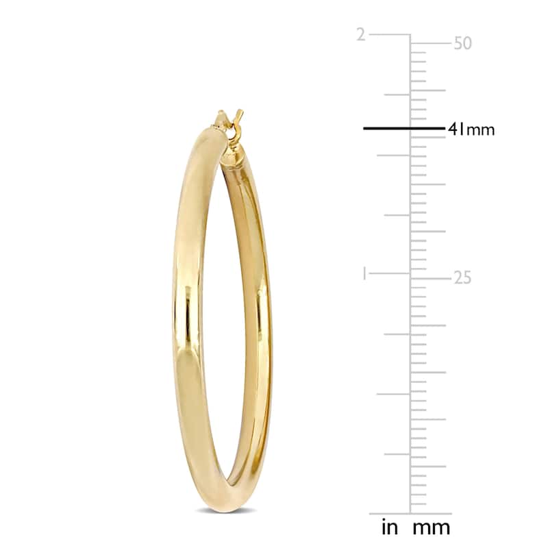 Miadora Yellow Plated Sterling Silver Tube Hoop Earrings (40 MM)
