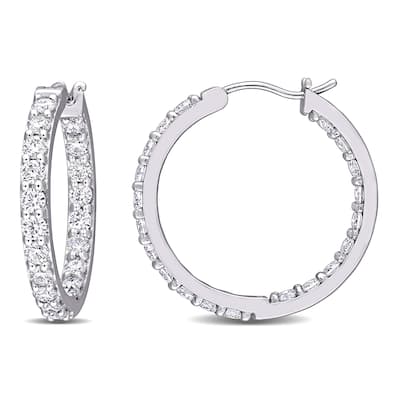 Miadora 2 1/2ct DEW Moissanite Inside Outside Hoop Earrings in 10k White Gold