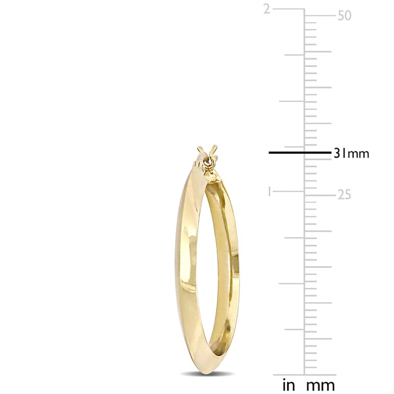 Miadora Yellow Plated Sterling Silver Knife Edge Hoop Earrings (30 MM)