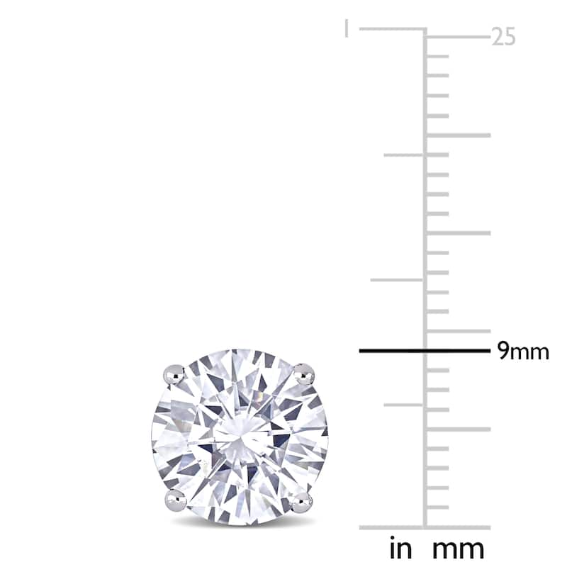 Miadora 5 1/2ct DEW Moissanite Solitaire Stud Earrings in 14k White Gold - 9 mm x 9 mm