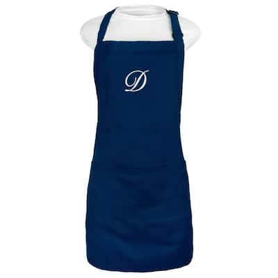 Kaufman Monogram FREE letter NAVY apron with two pockets