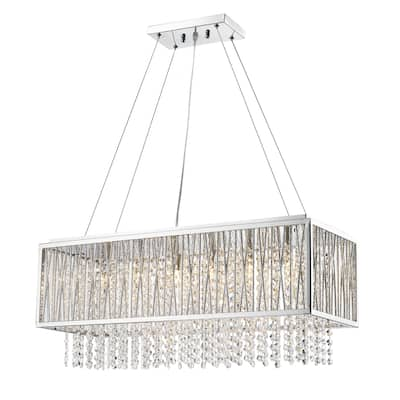 Chrome Metal Chandelier with Clear Crystal Accents