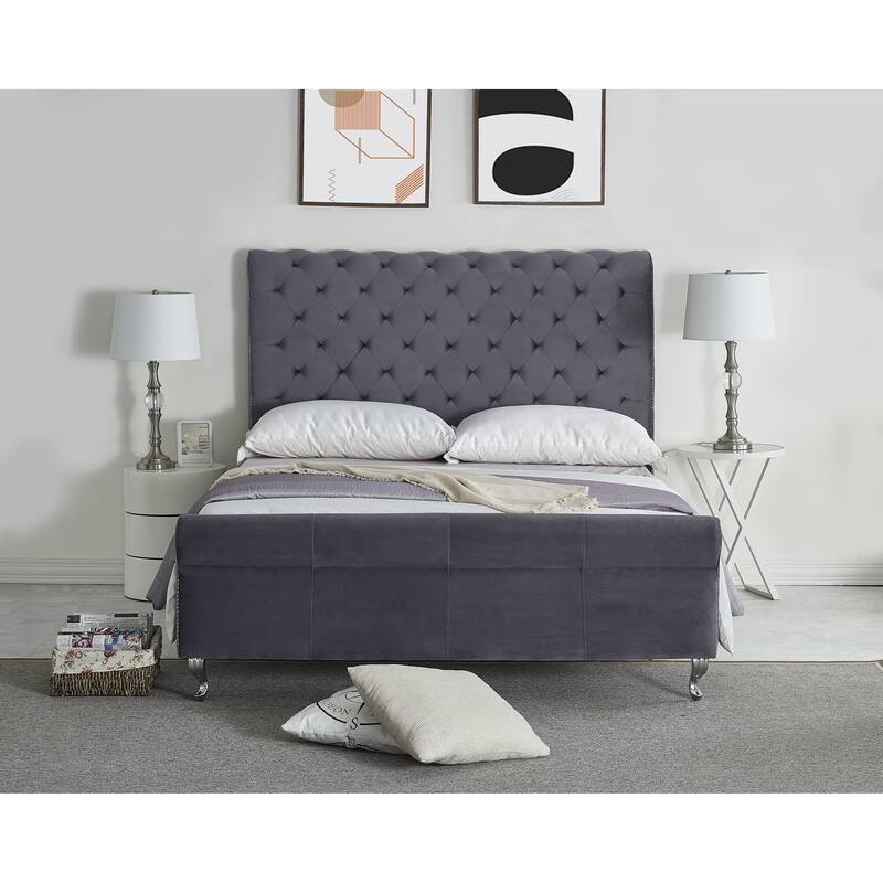 US PRIDE FURNITURE Lollory Upholstered Platform Bed