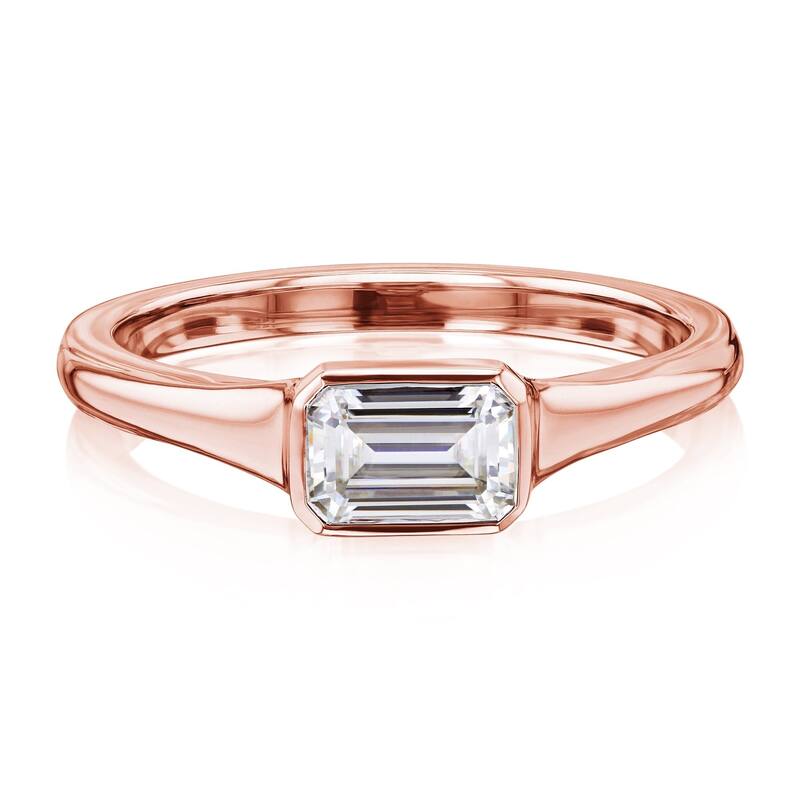 Kobelli 0.5 Carat Moissanite 14k Solid Gold Emerald-cut Bezel Solitaire Berlin Engagement Ring