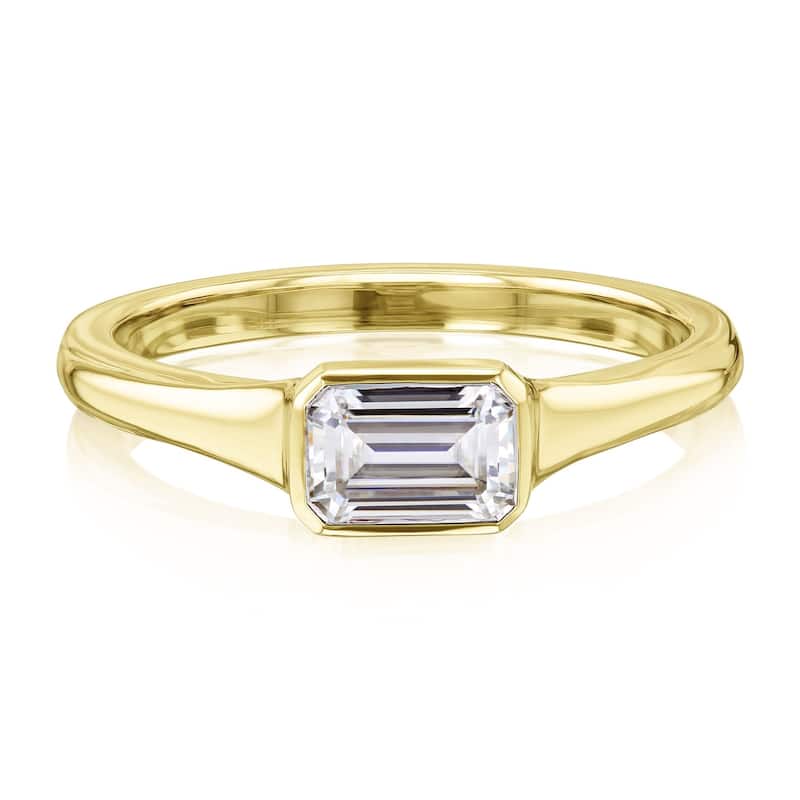 Kobelli 0.5 Carat Moissanite 14k Solid Gold Emerald-cut Bezel Solitaire Berlin Engagement Ring