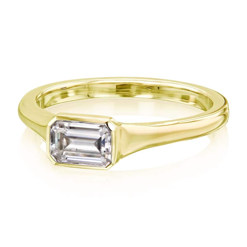 Kobelli 0.5 Carat Moissanite 14k Solid Gold Emerald-cut Bezel Solitaire Berlin Engagement Ring