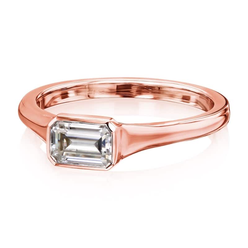 Kobelli 0.5 Carat Moissanite 14k Solid Gold Emerald-cut Bezel Solitaire Berlin Engagement Ring