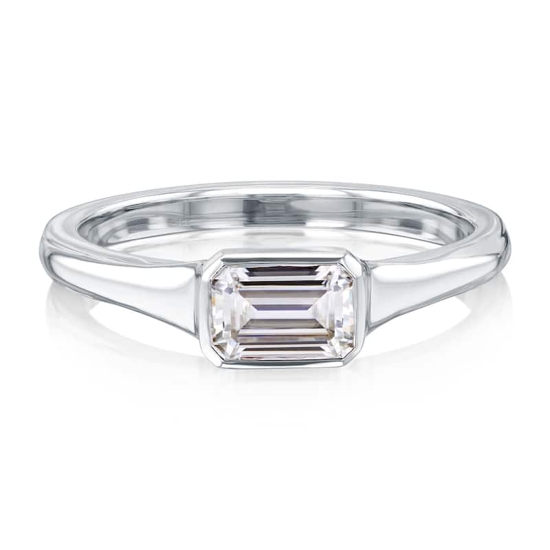 Kobelli 0.5 Carat Moissanite 14k Solid Gold Emerald-cut Bezel Solitaire Berlin Engagement Ring