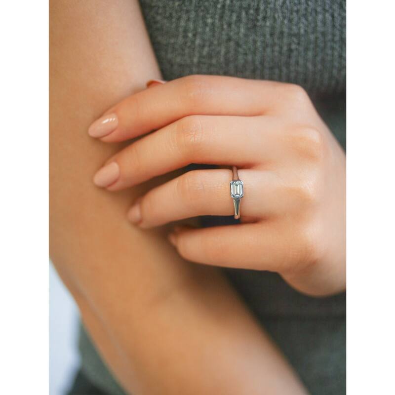 Kobelli 0.5 Carat Moissanite 14k Solid Gold Emerald-cut Bezel Solitaire Berlin Engagement Ring