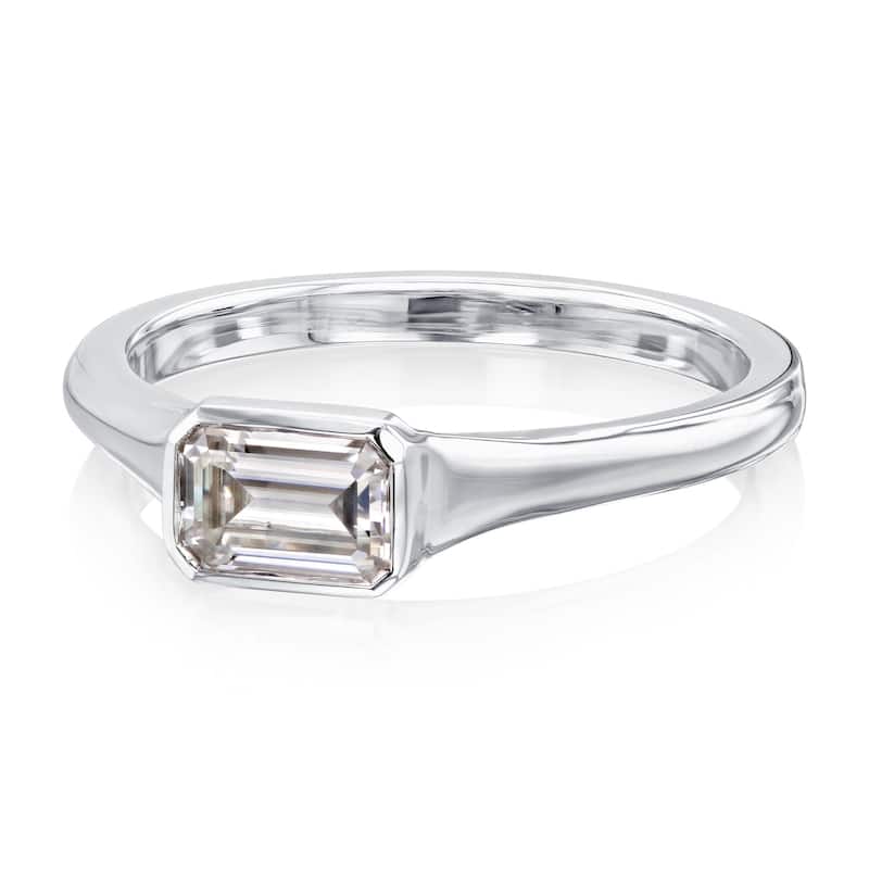 Kobelli 0.5 Carat Moissanite 14k Solid Gold Emerald-cut Bezel Solitaire Berlin Engagement Ring