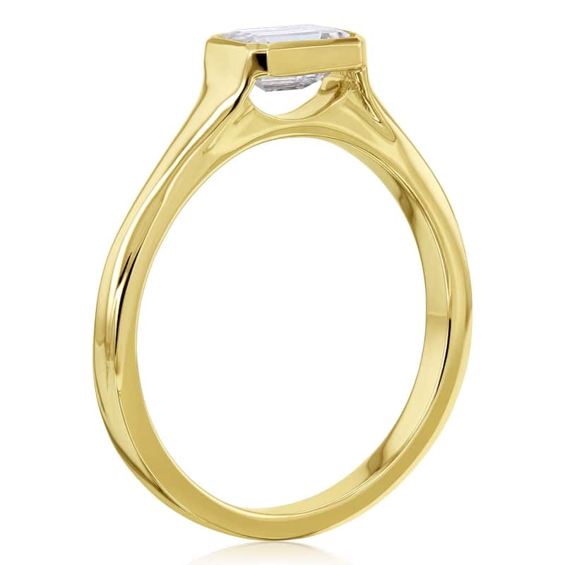 Annello by Kobelli 0.5 Carat Emerald Forever One Moissanite Solitaire Engagement Ring in 14k Gold (DEF/VS)