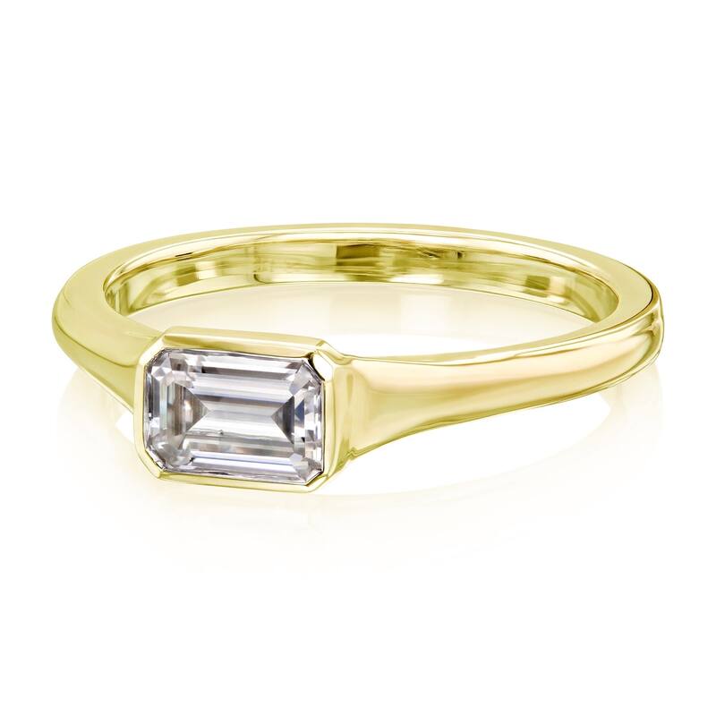 Annello by Kobelli 0.5 Carat Emerald Forever One Moissanite Solitaire Engagement Ring in 14k Gold (DEF/VS)