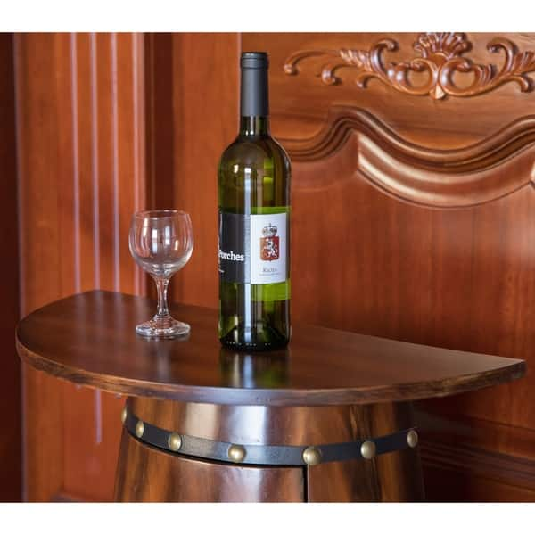 Shop Rustic Lockable Barrel Shaped Wine Bar Cabinet Wooden End