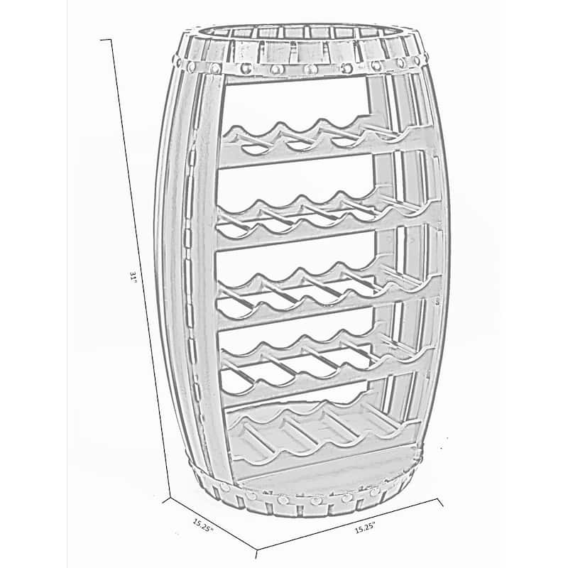 Rustic Barrel Shaped Wooden Wine Rack for 23 Bottles