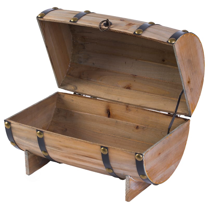 Wooden Wine Barrel Shaped Treasure Chest Vintage Wine Holder