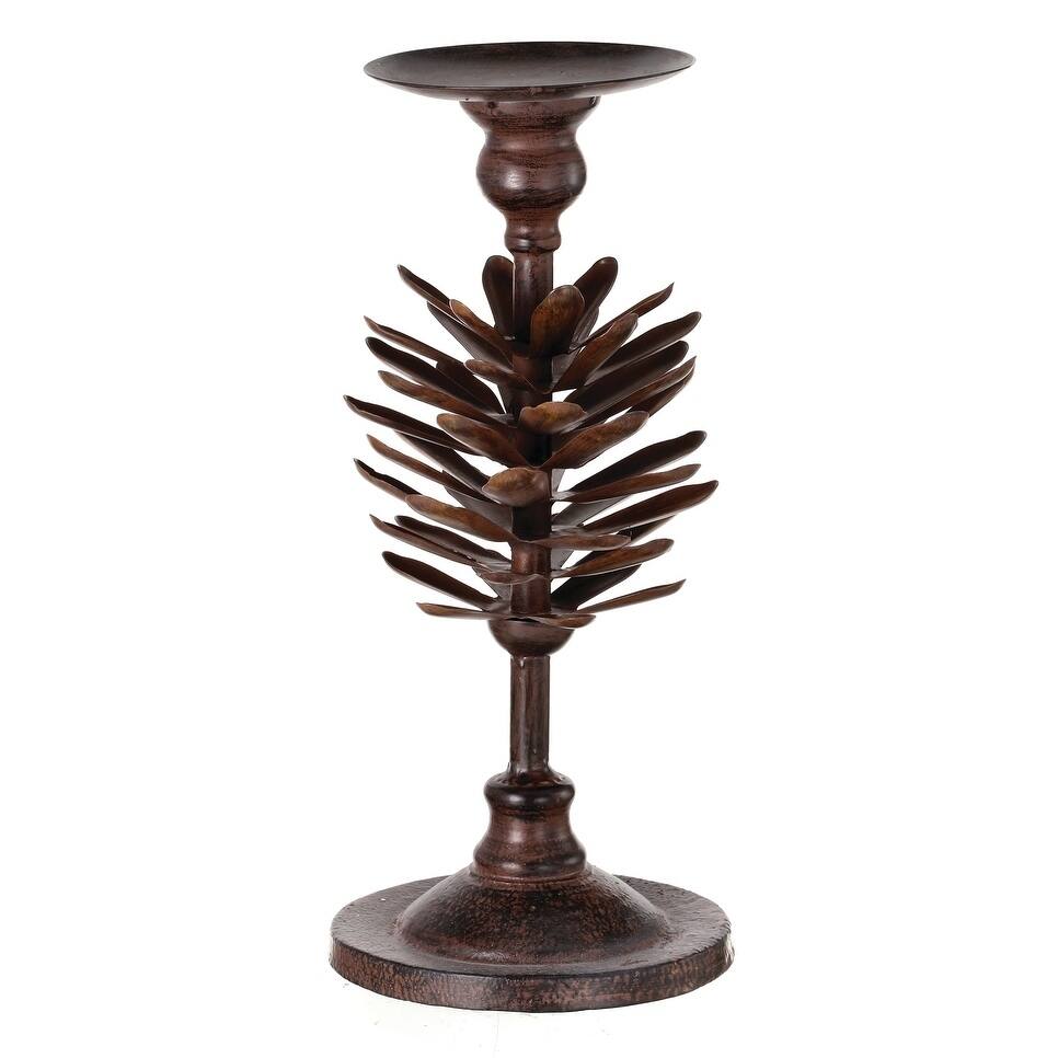 12" Metal Pine Cone Candle Holder