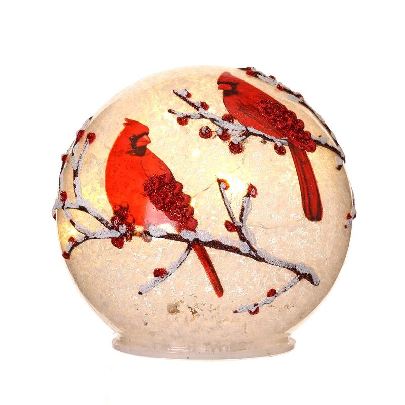 5"Snow Gls Led Cardinals/Bry Globe - 5"