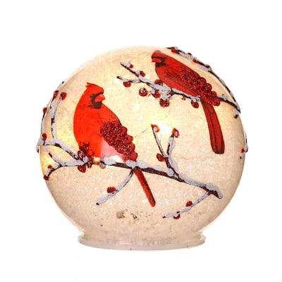 5"Snow Gls Led Cardinals/Bry Globe - 5"